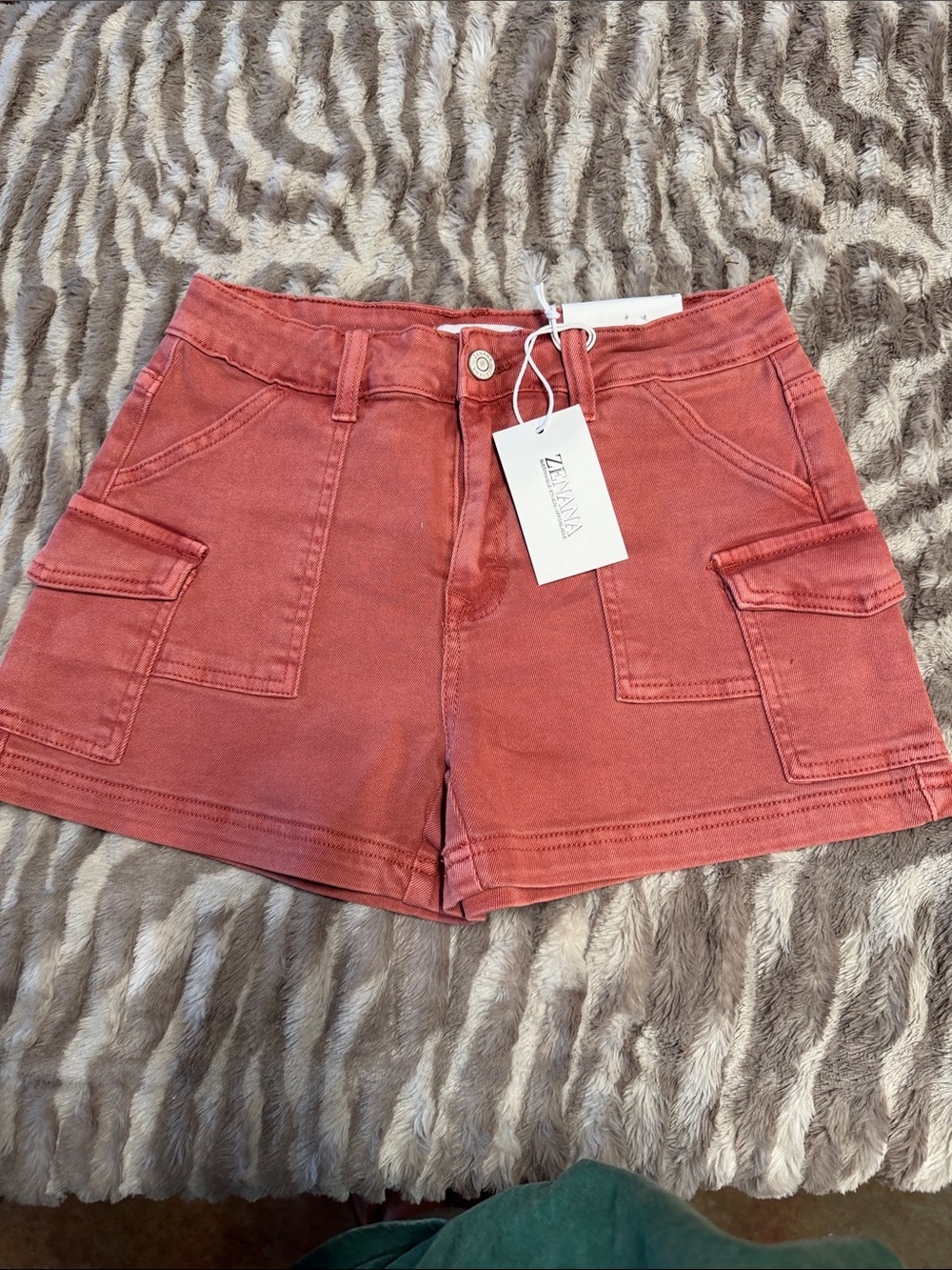 Zenana Outfitters Rust Cargo Utility Shorts